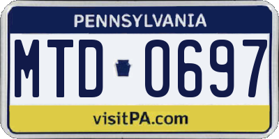 PA license plate MTD0697