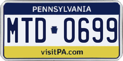 PA license plate MTD0699