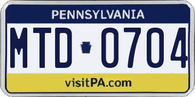 PA license plate MTD0704
