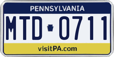 PA license plate MTD0711