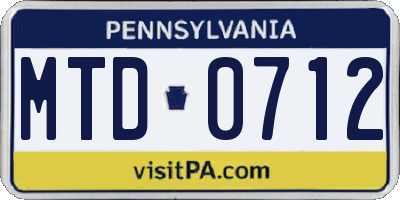 PA license plate MTD0712