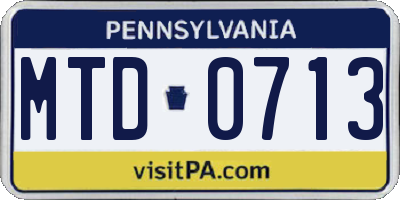 PA license plate MTD0713