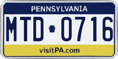 PA license plate MTD0716