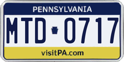 PA license plate MTD0717