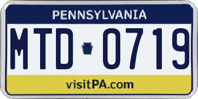 PA license plate MTD0719