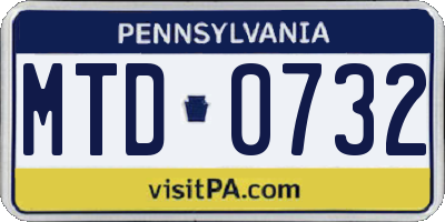PA license plate MTD0732