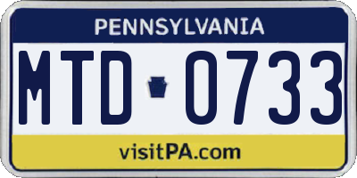 PA license plate MTD0733