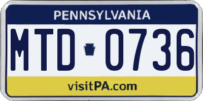 PA license plate MTD0736
