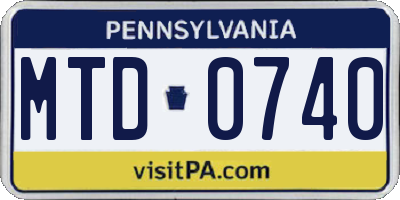 PA license plate MTD0740