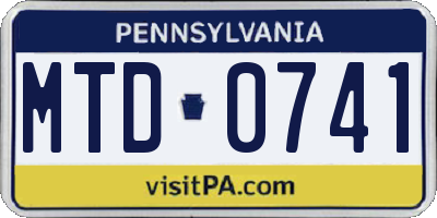 PA license plate MTD0741