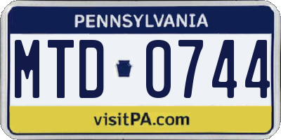 PA license plate MTD0744