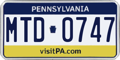 PA license plate MTD0747