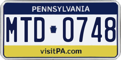 PA license plate MTD0748