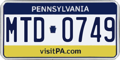 PA license plate MTD0749