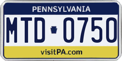 PA license plate MTD0750