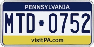 PA license plate MTD0752