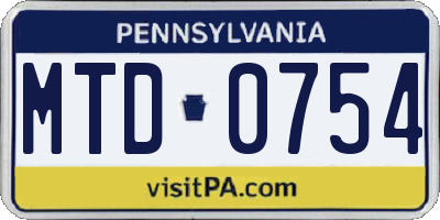 PA license plate MTD0754