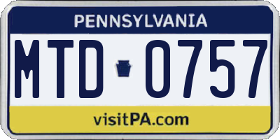 PA license plate MTD0757