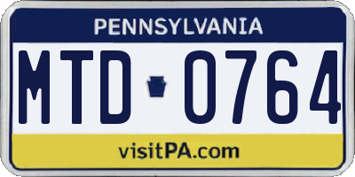 PA license plate MTD0764