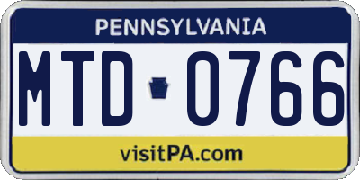 PA license plate MTD0766