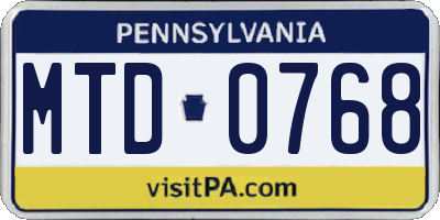 PA license plate MTD0768