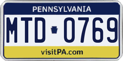 PA license plate MTD0769
