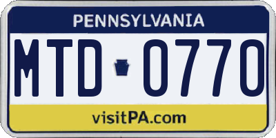 PA license plate MTD0770