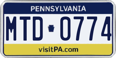 PA license plate MTD0774