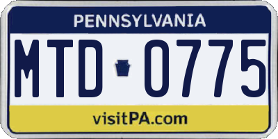 PA license plate MTD0775