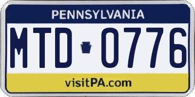 PA license plate MTD0776