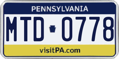PA license plate MTD0778