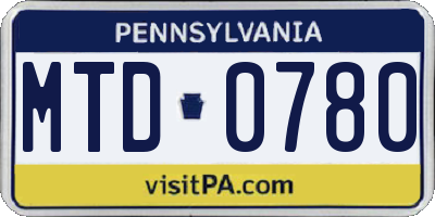 PA license plate MTD0780