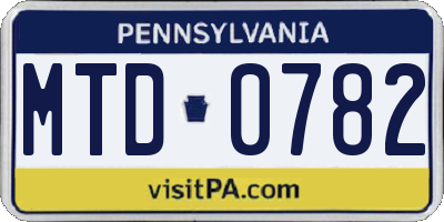 PA license plate MTD0782