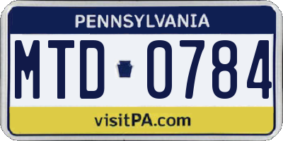 PA license plate MTD0784