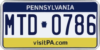 PA license plate MTD0786