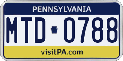 PA license plate MTD0788