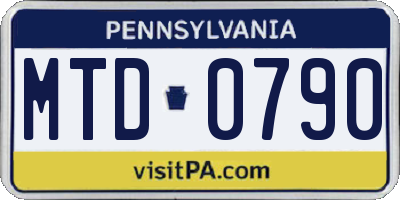 PA license plate MTD0790
