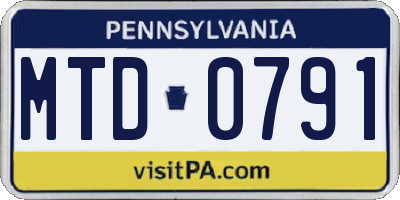 PA license plate MTD0791