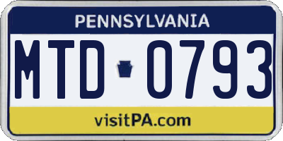 PA license plate MTD0793