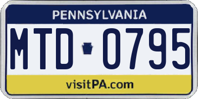 PA license plate MTD0795