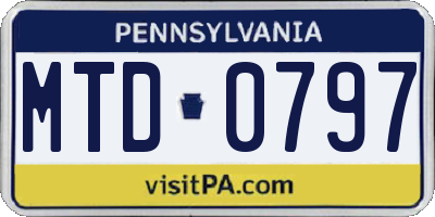 PA license plate MTD0797
