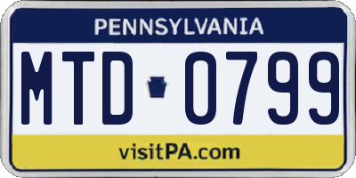 PA license plate MTD0799