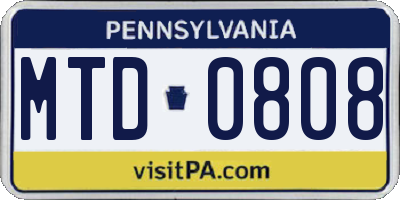 PA license plate MTD0808