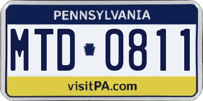 PA license plate MTD0811