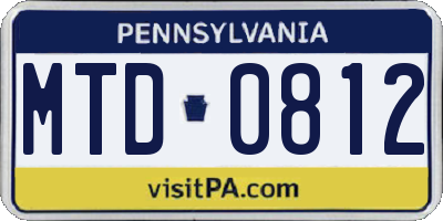 PA license plate MTD0812