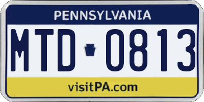 PA license plate MTD0813