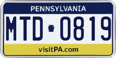 PA license plate MTD0819