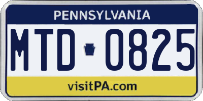 PA license plate MTD0825