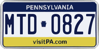 PA license plate MTD0827