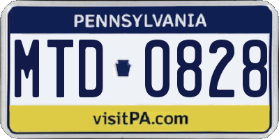 PA license plate MTD0828